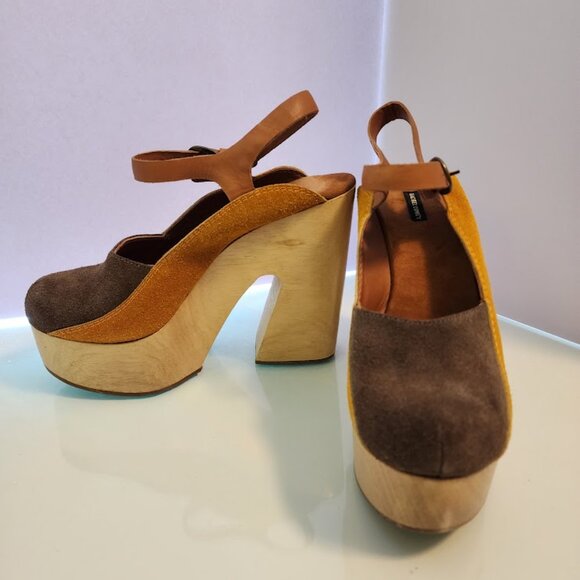 Rachel Comey Alton Brown Suede Platform Clogs - Picture 3 of 8
